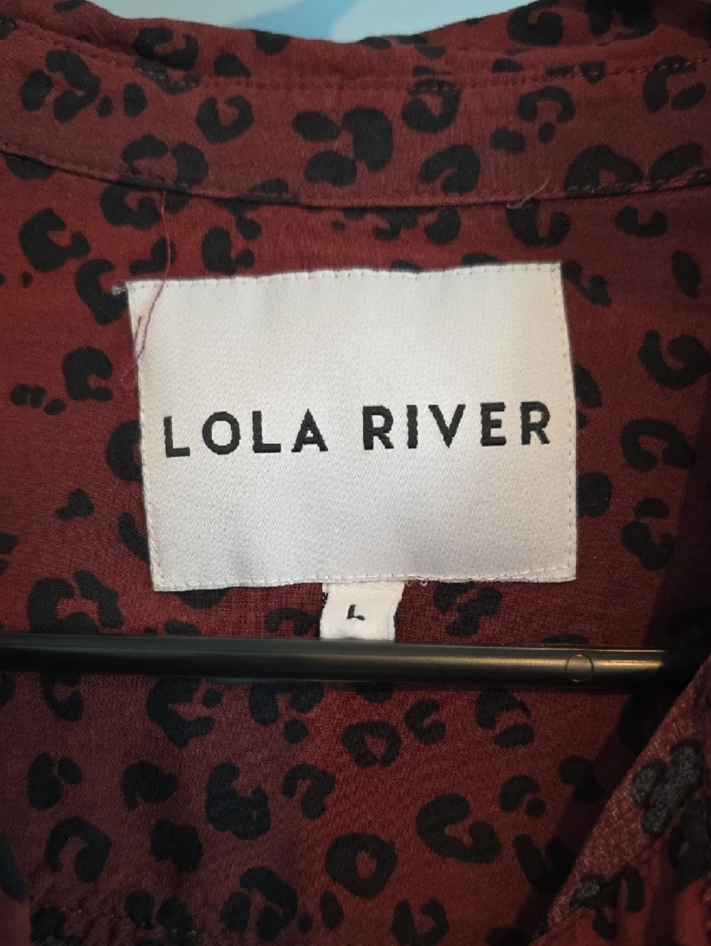 Lola River Women's Rust Leopard Button-Down Blouse - Picture 2 of 4